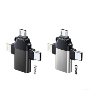 Adaptador USB 3 em 1 com conectores micro tipo c rel&acirc;mpago