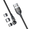540 graders roterende 3 i 1 LED magnetisk USB-kabel