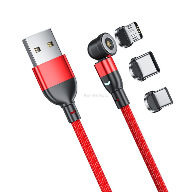 540도 회전 3 in 1 LED 마그네틱 USB 케이블