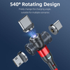 540 graders roterende 3 i 1 LED magnetisk USB-kabel