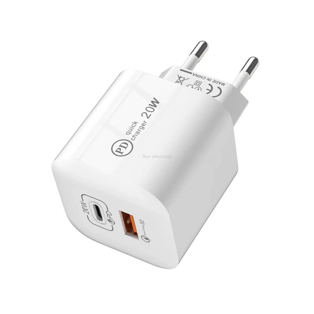 Carregador USB UE 20W com porta Tipo C + Porta QC3.0