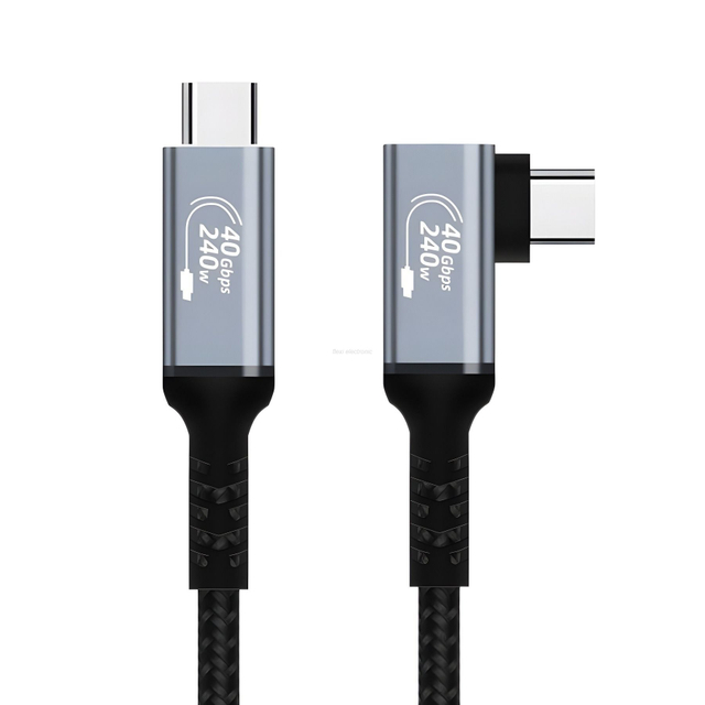 Cable USB C a Cable USB C Cable USB 4.0 USB4 C&aacute;scara de aluminio 90 grados FL402