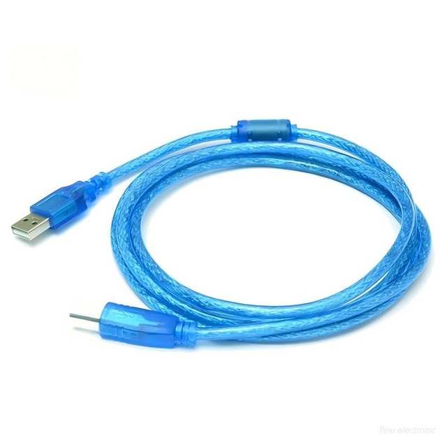 Прозрачен син кабел за печат USB 2.0 Am to Bm